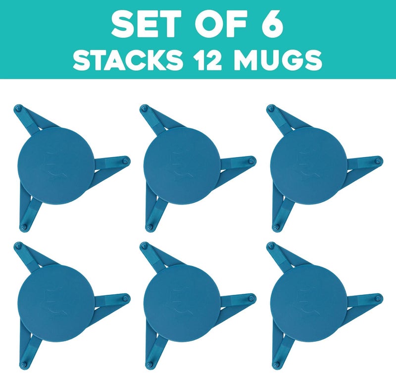 ELYPRO Mug Stacker 6-Pack â€“ Coffee Bar Cup Holder & Cabinet Mug Organizer | Adjustable Stackable Mug Rack for Mugs & Glasses â€“ Compact No Drilling Storage for Small Kitchens â€“ Blue - Image 5